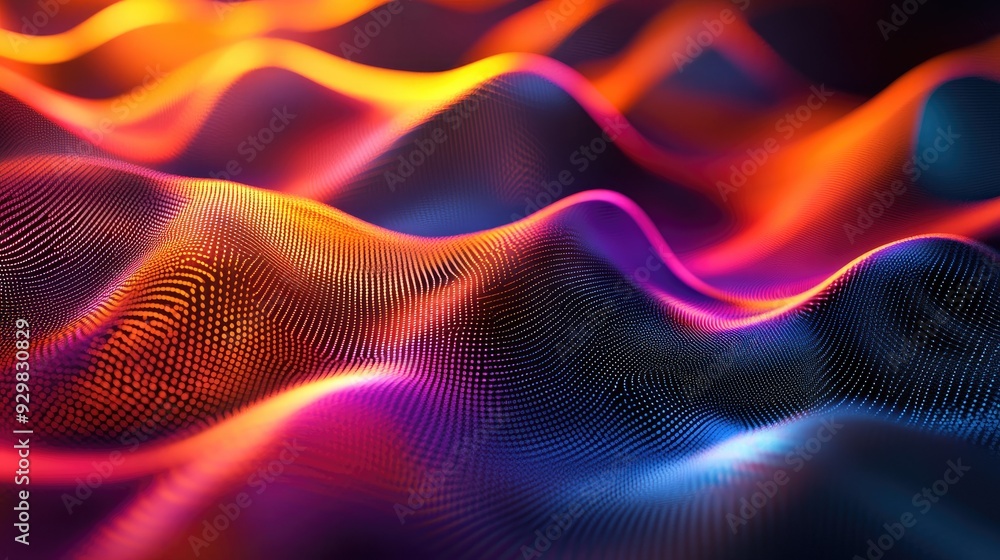 Fluid 3D waveform undulating in a gradient spectrum, showcasing modern technology's elegance and dynamic movement Fluid 3D waveform undulating in a gradient spectrum, showcasing modern technology's elegance and dynamic movement