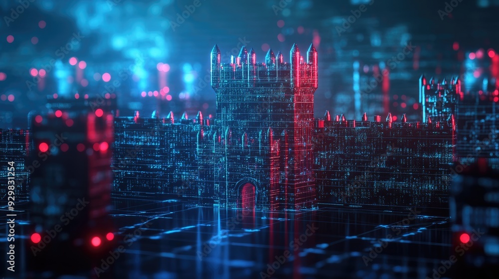 Obraz premium Digital Castle: A Futuristic Architectural Vision