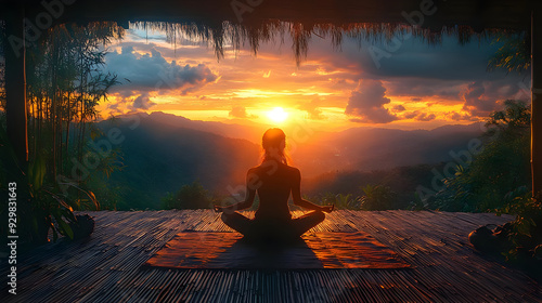 A serene figure meditating ...