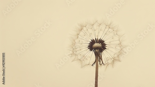 Wallpaper Mural A close-up view of a dandelion seed head, showcasing its intricate structure and fine details set against a gentle white backdrop Torontodigital.ca