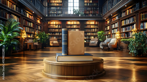 A serene library with books...