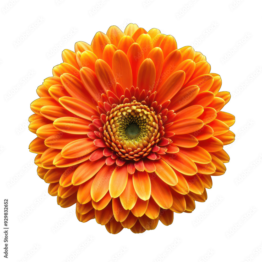 Single orange flower top view isolated on transparent background Single orange flower top view isolated on transparent background