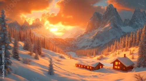A serene winter landscape a...