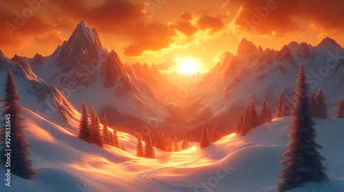 A serene winter landscape a...