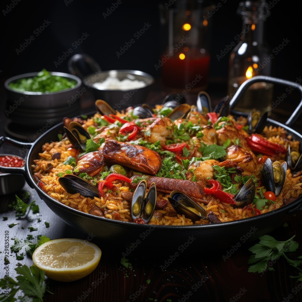 Minimalistic Vector Illustration of a Classic Paella Dish Minimalistic Vector Illustration of a Classic Paella Dish