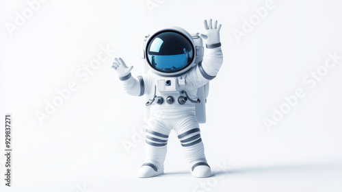 3D happy astronaut in a spacesuit on a bright white background