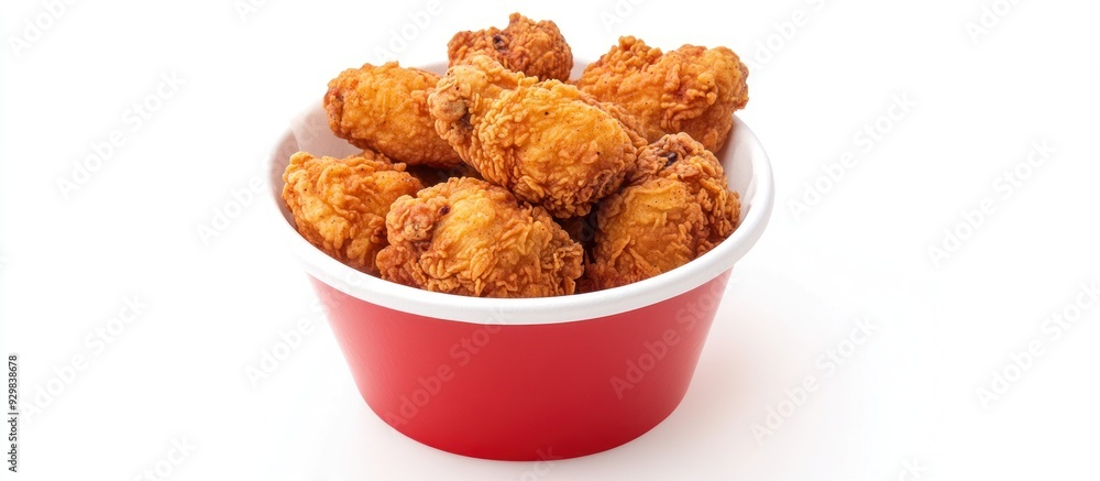 Fried Chicken Wings in a Red Bowl Fried Chicken Wings in a Red Bowl