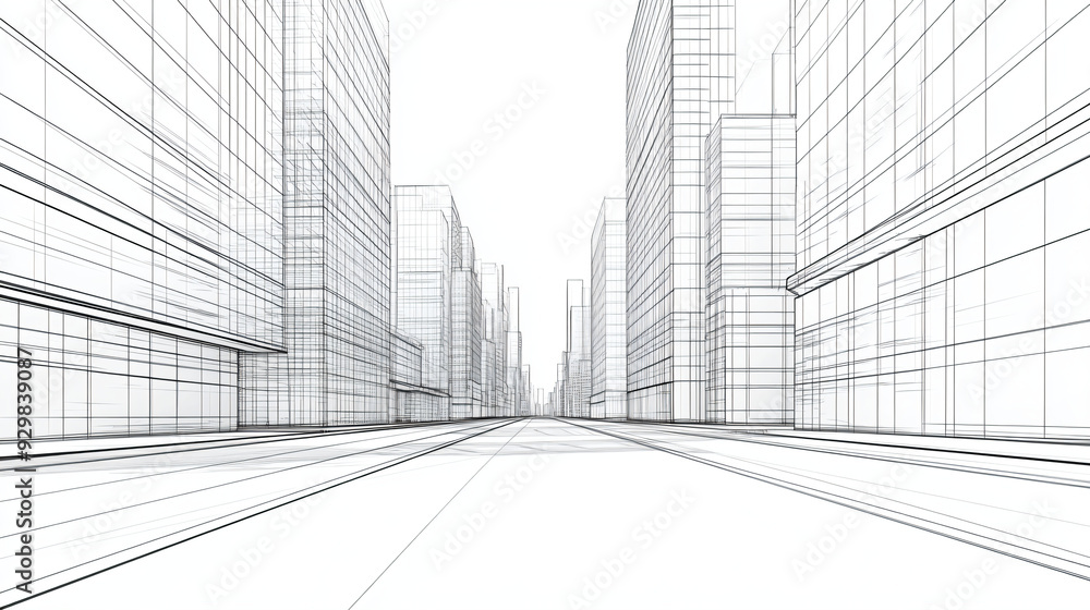 Wireframe Cityscape. Wireframe Cityscape.