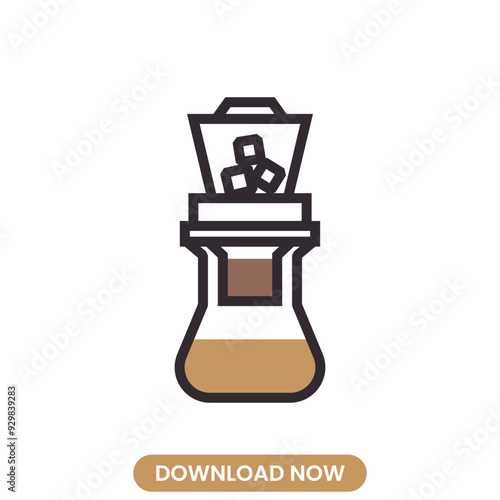 Cold brew cofee icon vector illustration. food concept vector design. Perfect for web and mobile UIUX. Modern, minimalistic vector style. Ideal for app interfaces, website elements.