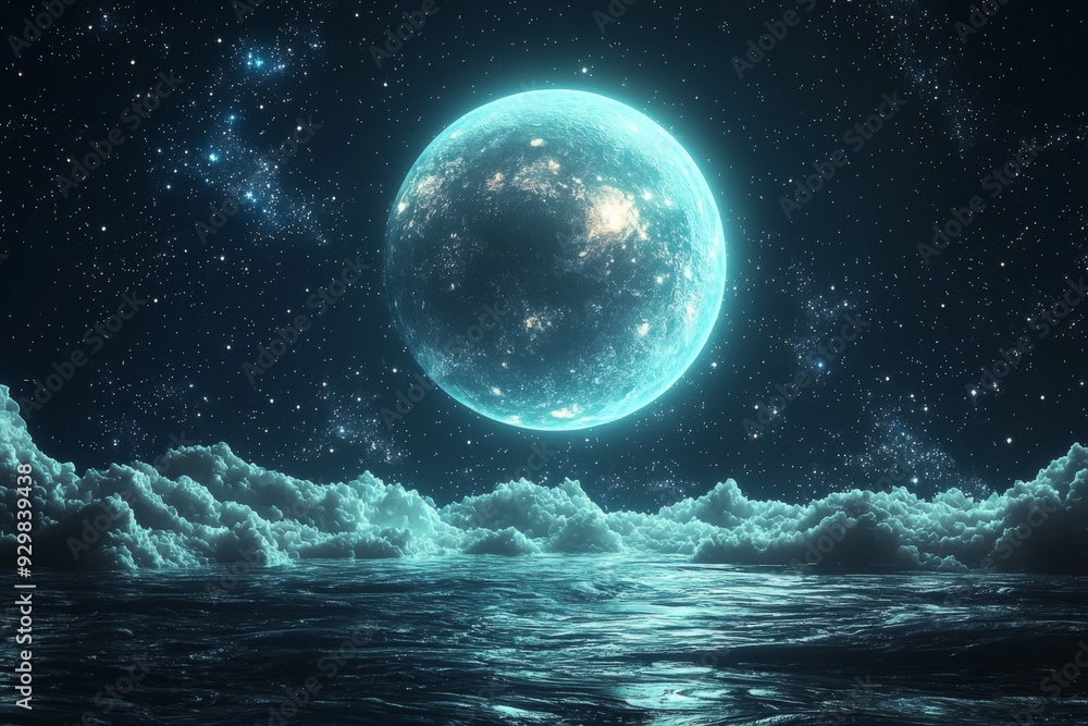 Space cosmic illustration with planets scene created with Generative AI Space cosmic illustration with planets scene created with Generative AI