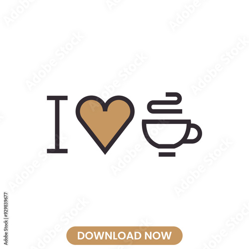 I love u cofee icon vector illustration. food concept vector design. Perfect for web and mobile UIUX. Modern, minimalistic vector style. Ideal for app interfaces, website elements