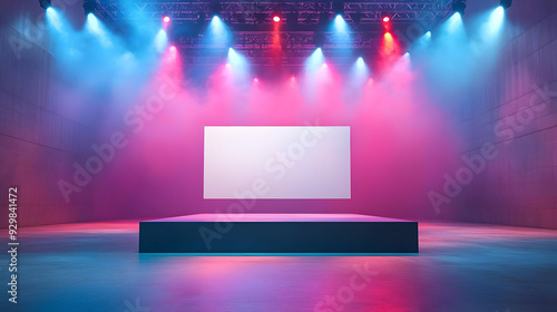 A stage with colorful light...