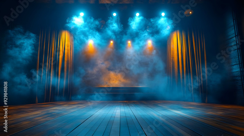 A stage with dramatic light...