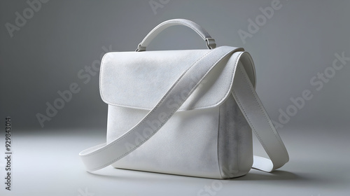 A stylish white handbag wit...