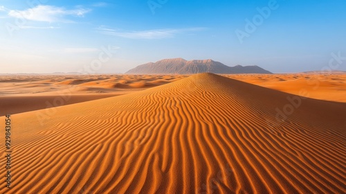 Desert Landscape with Ripples and Mountains in the Background