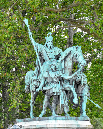 France. Paris. Statue of Charlemagne and his sons