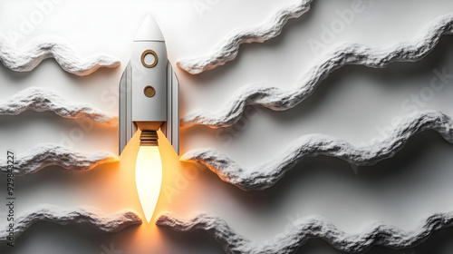 A stylized rocket launching...