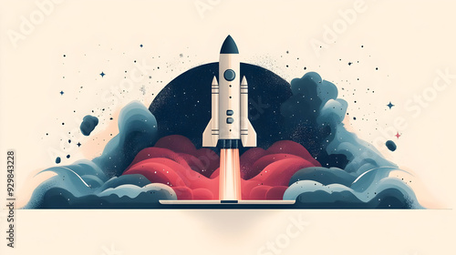 A stylized rocket launching...