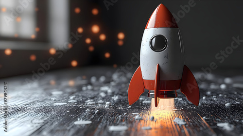 A stylized rocket launching...