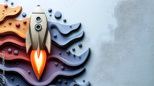 A stylized rocket launching...