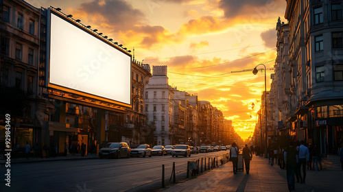 A sunset view with a blank ...