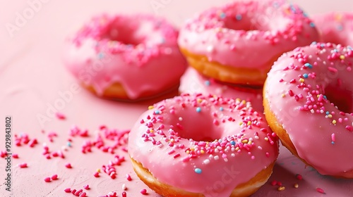 Bright pink dounuts a delicious delight