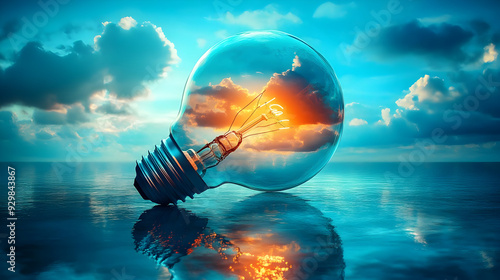 A surreal light bulb reflec...