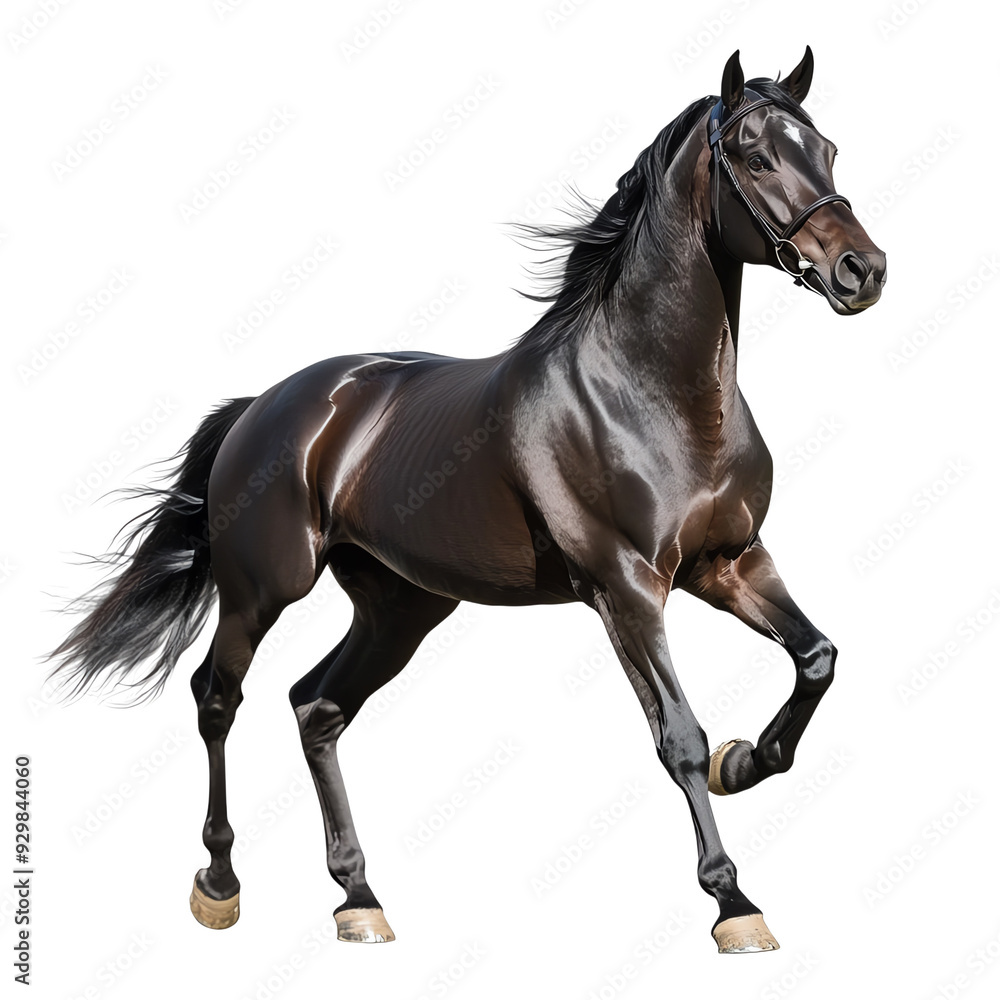 Obraz premium Elegant Arabian horse galloping. on transparent background