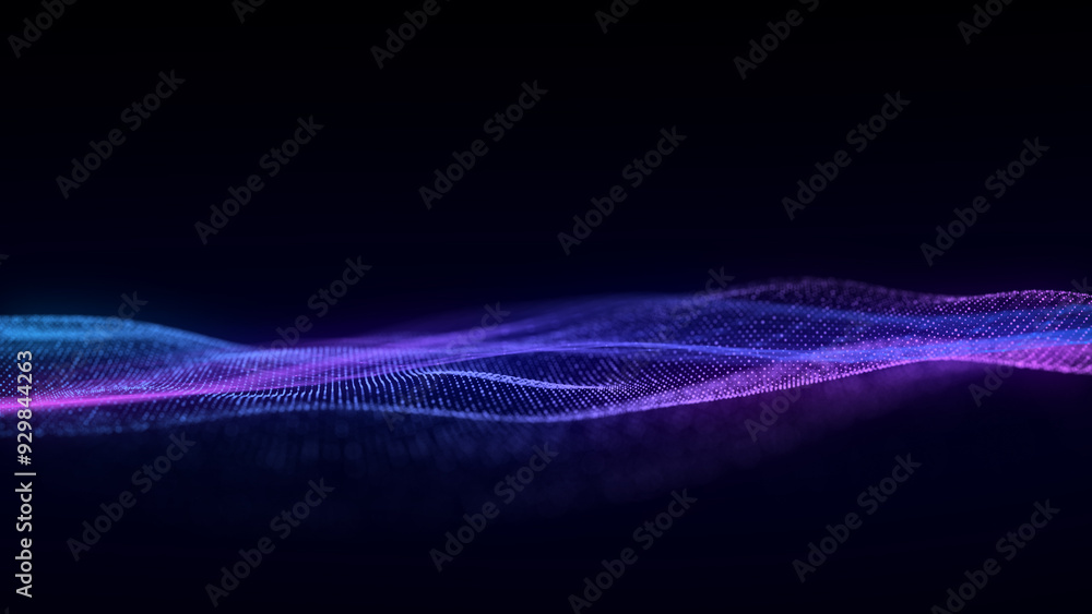 Wave of particles and lines. Big data visualization. Abstract color background with a dynamic wave. 3d rendering. Wave of particles and lines. Big data visualization. Abstract color background with a dynamic wave. 3d rendering.