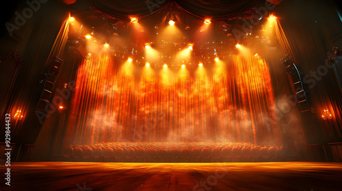 A theater stage illuminated...