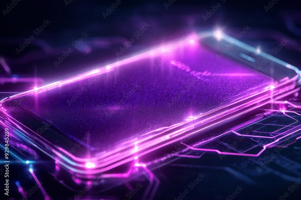 Futuristic smartphone design with neon lights and circuit patterns, representing advanced technology and digital innovation. Futuristic smartphone design with neon lights and circuit patterns, representing advanced technology and digital innovation.