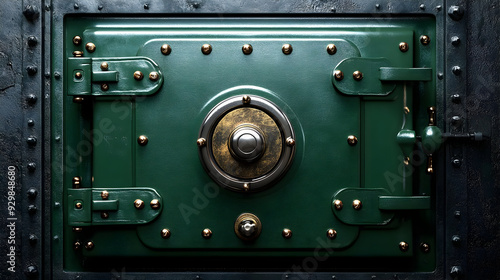 A vintage green safe with b...