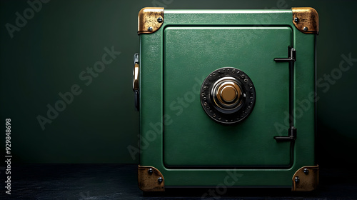 A vintage green safe with b...