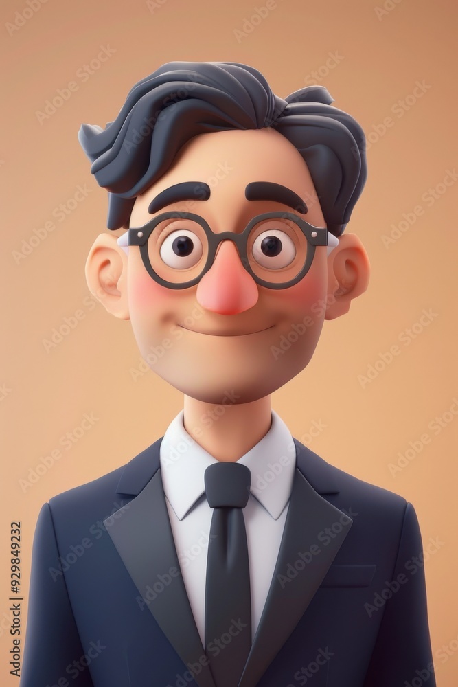 A man in a suit and glasses is smiling A man in a suit and glasses is smiling
