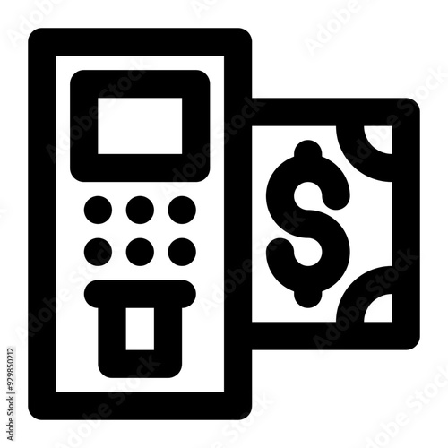 atm, automatic, teller machine, money machine, cash machine, money withdrawal, smart city outline icon