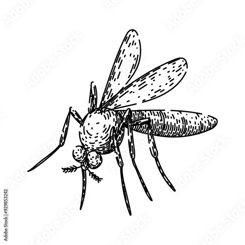 zika mosquito hand drawn. virus insect, control prevention, repellant breeding zika mosquito vector sketch. isolated black illustration