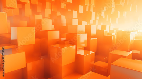 Wallpaper Mural Orange cube three-dimensional background Torontodigital.ca