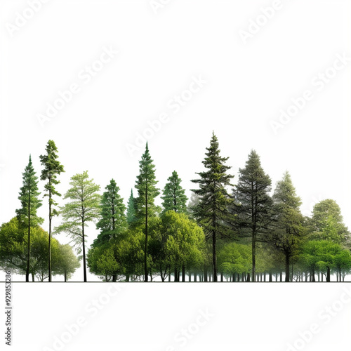  Treeline isolated on white background photo