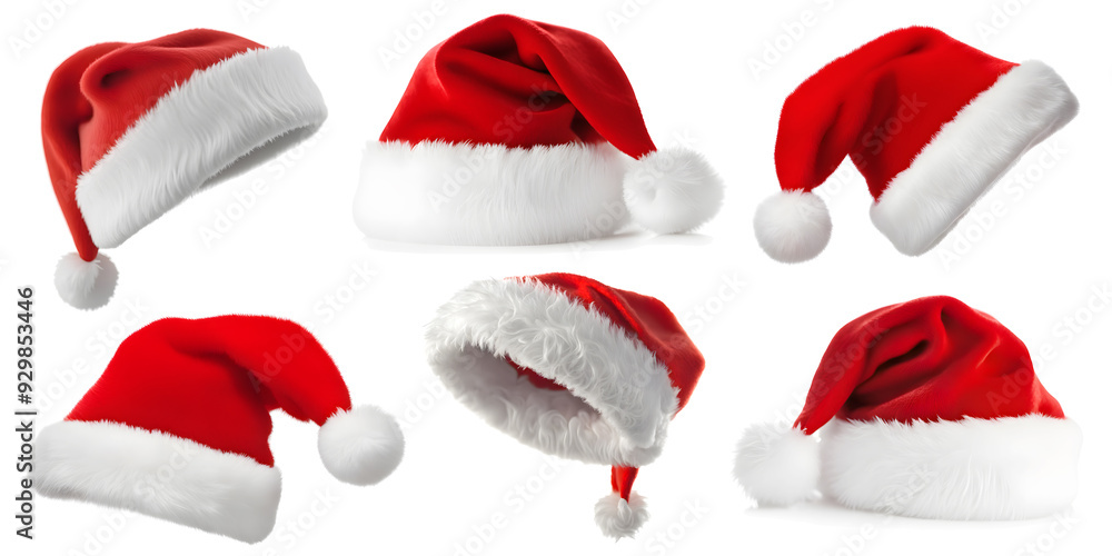 Collection of Red santa claus hat isolated on white background with clipping path. object for creative design Collection of Red santa claus hat isolated on white background with clipping path. object for creative design