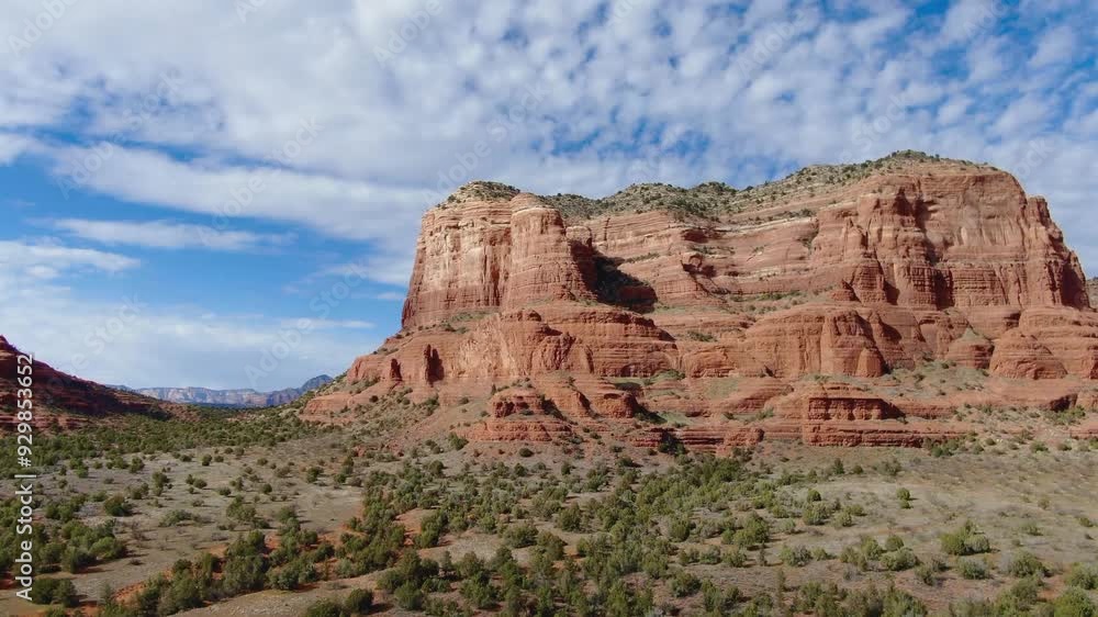 Aerial panorama of the red rock formation of Courthouse Butte in Arizona near the Village of Oak Creek Aerial panorama of the red rock formation of Courthouse Butte in Arizona near the Village of Oak Creek