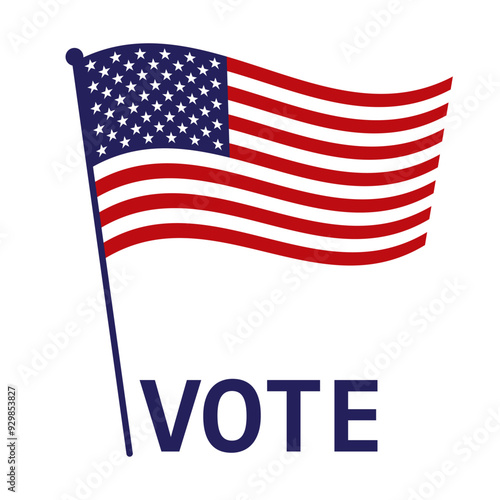 Campaign banner for the United States presidential election. Elections, text vote. USA flag.