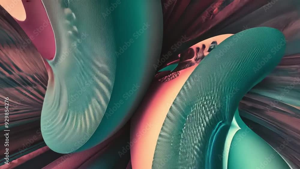 Dynamic 3D abstract shapes with vibrant colors and intricate patterns ...