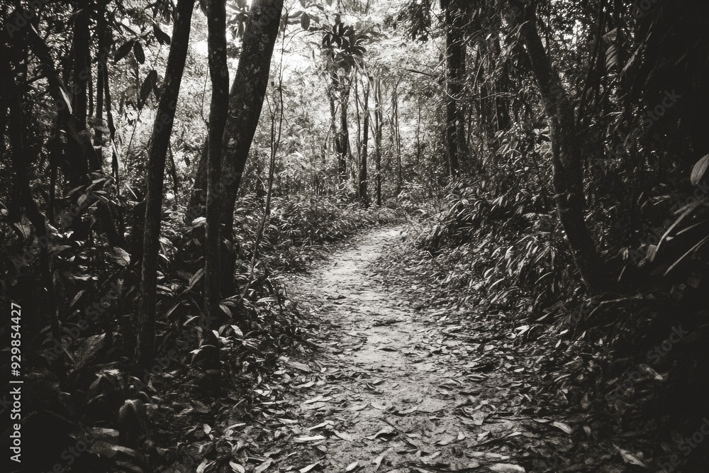 Obraz premium Woodland Path in Monochrome