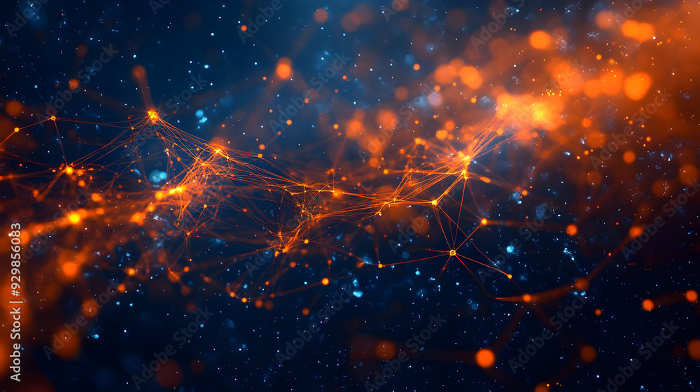 Abstract representation of interconnected data points in space. Abstract representation of interconnected data points in space.