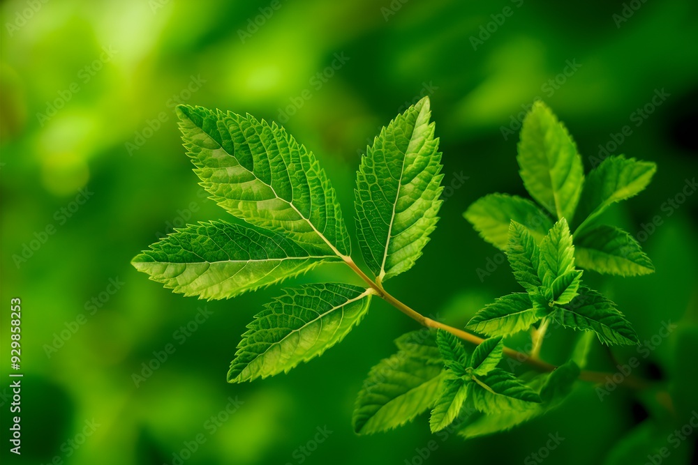 Green background with bokeh effect and detailed glossy leaves Green background with bokeh effect and detailed glossy leaves