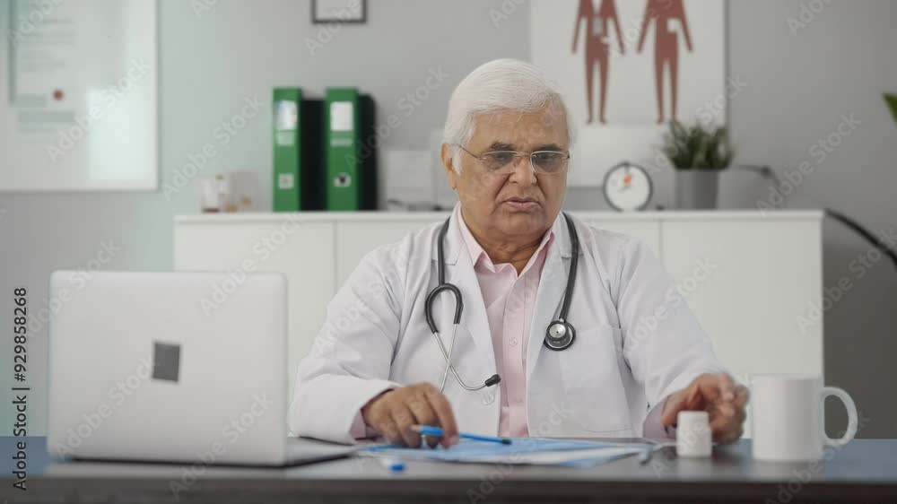 Indian senior doctor explaining reports to the patient Indian senior doctor explaining reports to the patient