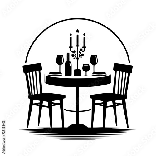 Romantic Dinner Silhouette Illustration