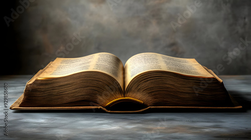 An open book with aged page...
