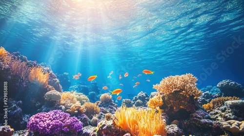 Underwater Coral Reef with Colorful Fish