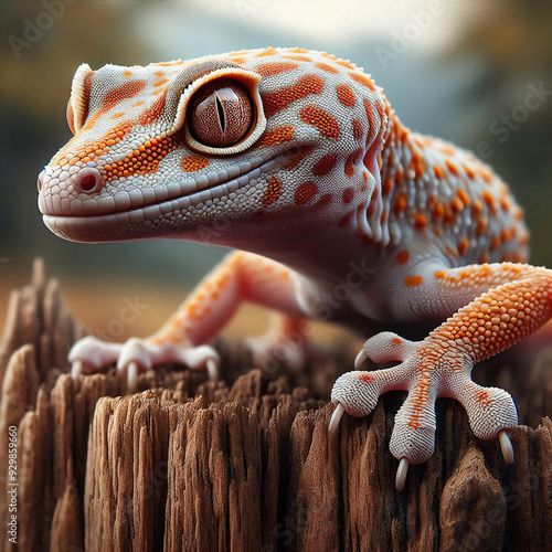 AI Generate, illustration of a gecko on top of wood